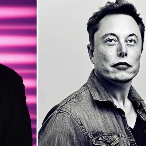 Image similar to A portrait photo of Elon Musk teams up with a teenage Elon Musk, perfect faces, 50 mm, award winning photography