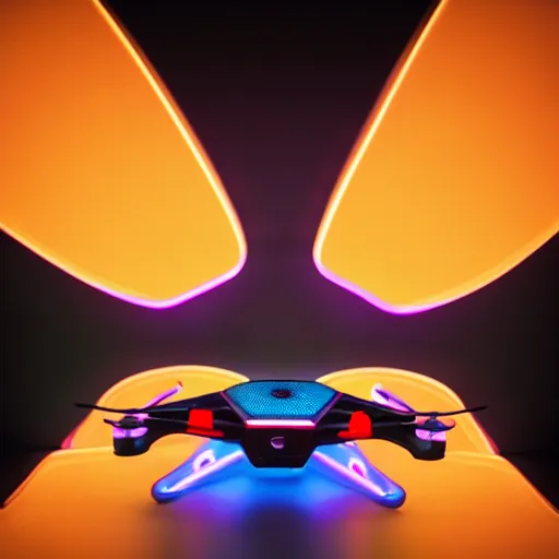 Prompt: a photo of a futuristic neon drone toy