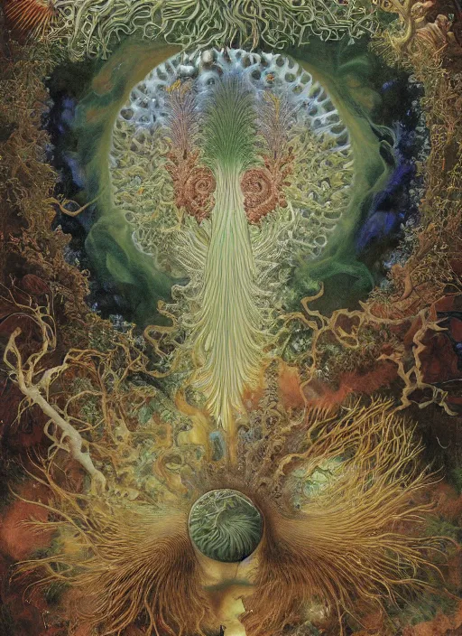 Image similar to abiogenesis, by ernst haeckel and agostino arrivabene and robert hooke and joaquin sorolla