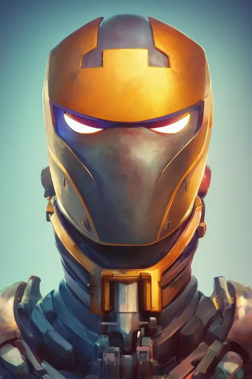 Image similar to epic mask helmet robot ninja portrait stylized as fornite style game design fanart by concept artist gervasio canda, behance hd by jesper ejsing, by rhads, makoto shinkai and lois van baarle, ilya kuvshinov, rossdraws global illumination radiating a glowing aura global illumination ray tracing hdr render in unreal engine 5