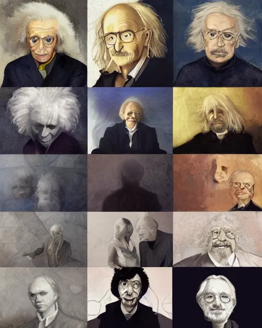 Prompt: Portrait Isaac Newton Stephen Hawking Albert Einstein by charlie bowater elina brotherus greg rutkowski Dan Witz paul klee jamie wyeth victo ngai
