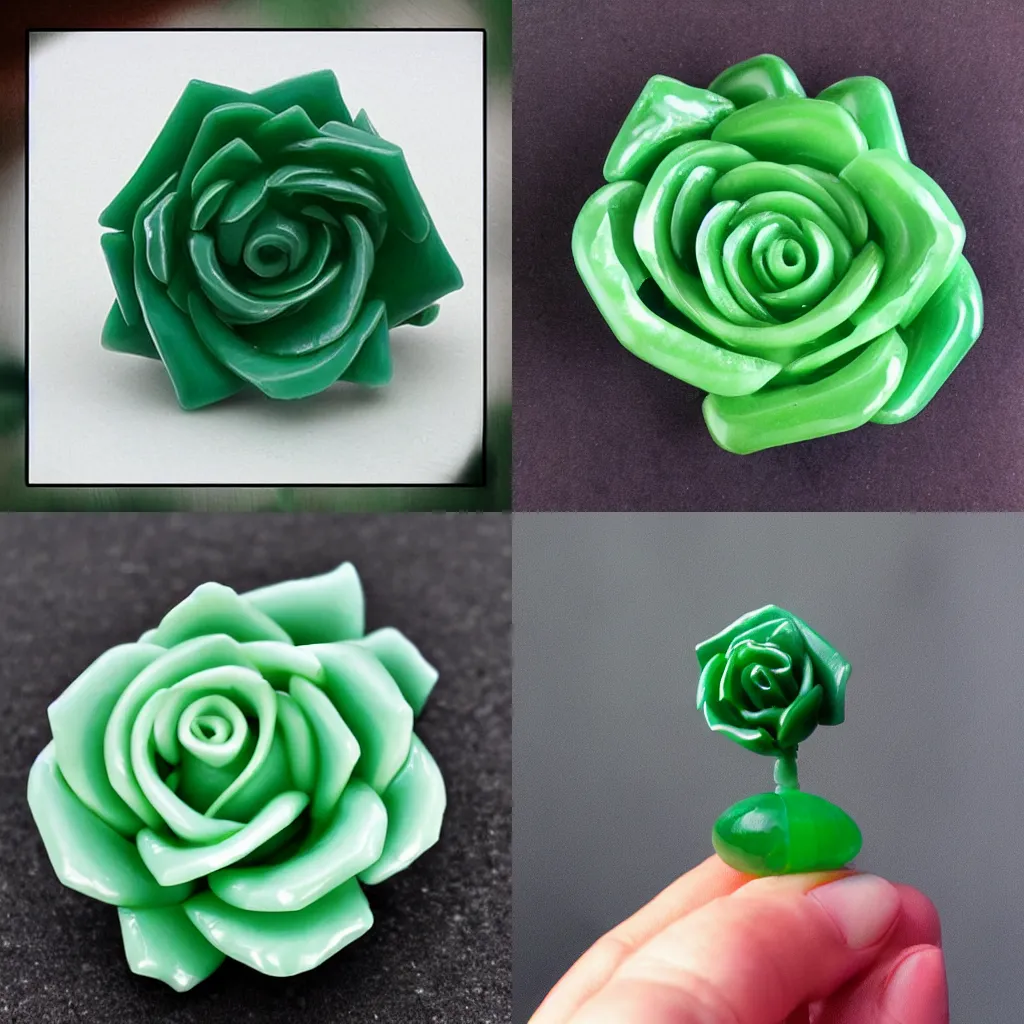 Prompt: rose made out of jade