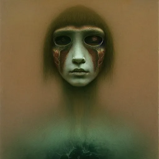 Prompt: half human half crow teen girl by Beksinski