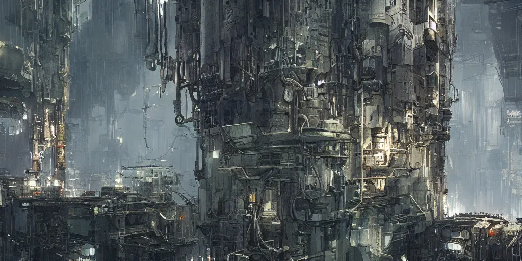 Image similar to a film still from the matrix by ian mcque - endless machine - built underground facility that controls atmosphere, water and power, scale of a city, water - logged, medium shot, waist up, bloom, dramatic lighting, behance, game environment design, artstation, deviant art,