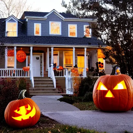 Image similar to cozy halloween in the suburbs