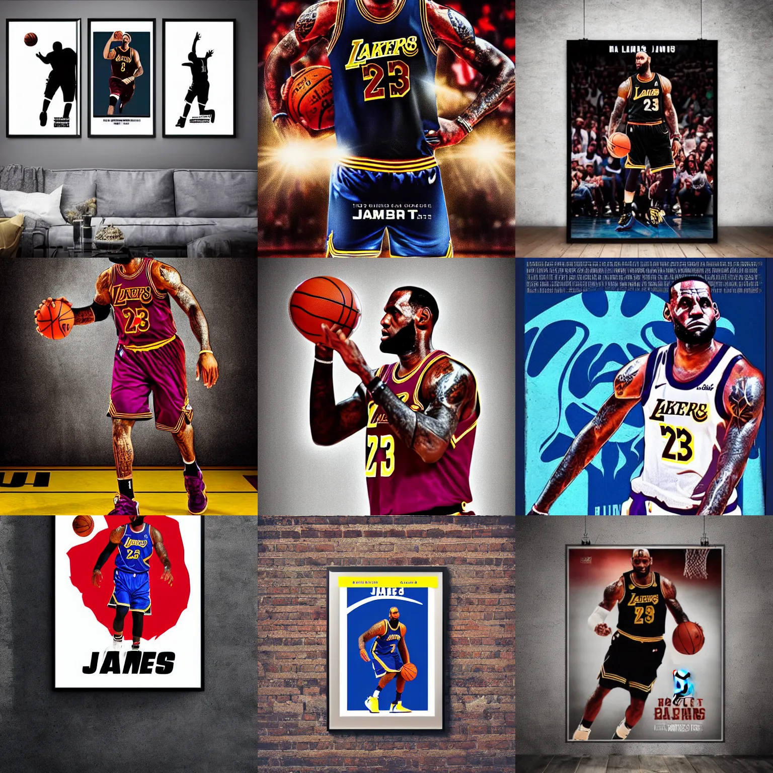 Prompt: a basketball poster of lebron james, spotlight photography, epic poster, sports poster