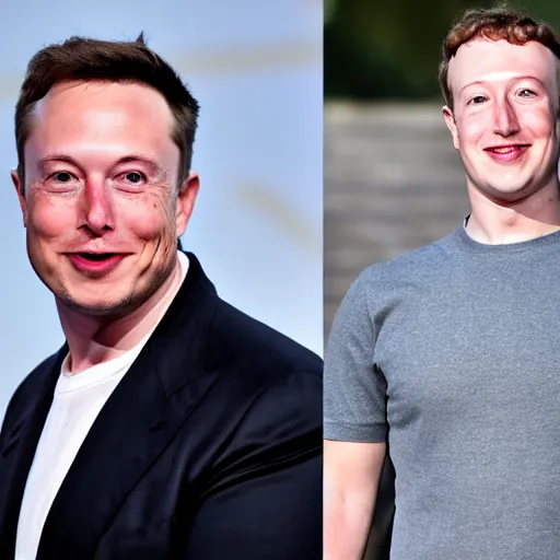 Image similar to elon musk and mark zuckerberg sharing a single body