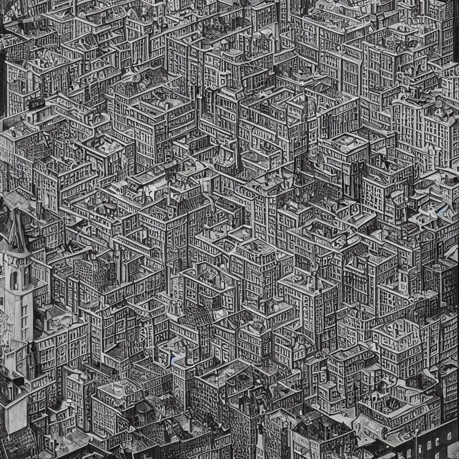 Image similar to montreal, quebec, by m. c. escher