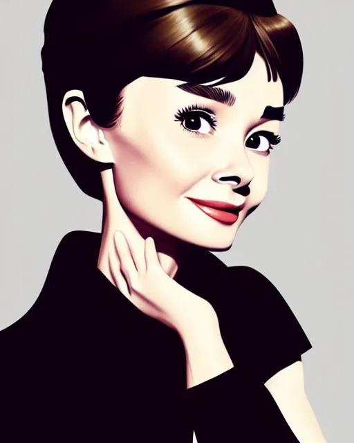 Image similar to full body character concept art of audrey hepburn | | distinct - fine, key visual, realistic shaded perfect face, fine details by stanley artgerm lau, wlop, rossdraws, james jean, andrei riabovitchev, marc simonetti, sakimichan, and jakub rebelka, trending on artstation