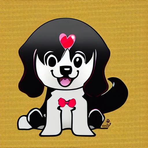 Prompt: anime puppy as an svg sticker, 2 d, flat, vector art