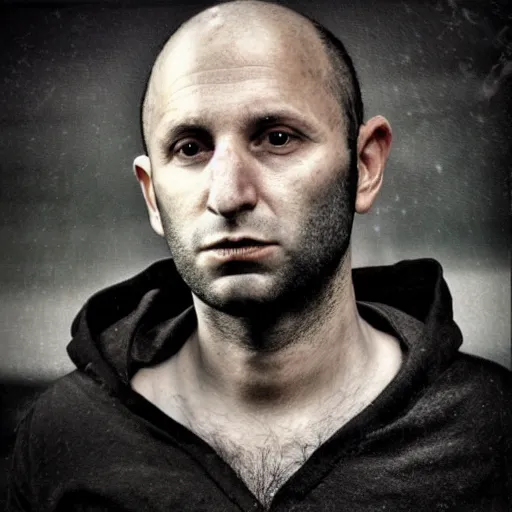 Image similar to naftali bennett as a high detailed black metal album cover