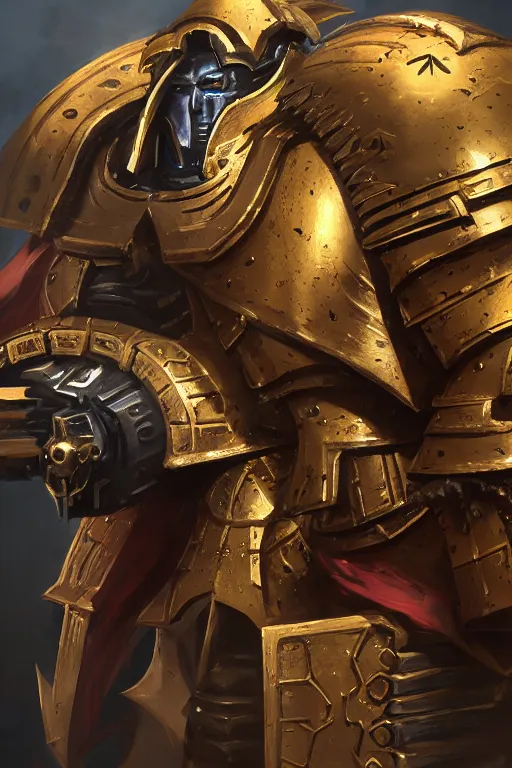 Image similar to armor portrait heros warhammer 4 0 k horus heresy fanart - the primarchs emperor by johannes helgeson animated with vfx concept artist & illustrator global illumination ray tracing hdr fanart arstation zbrush central hardmesh 8 k octane renderer