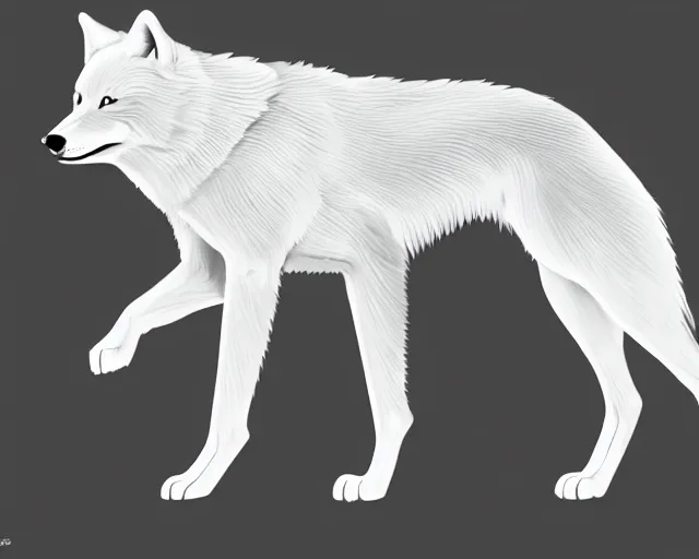 Image similar to professional digital art of a full-body outline of a wolf, very simple, no color, high quality, HD, 8K,