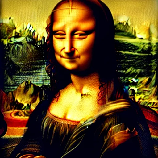 Image similar to the mona lisa but with a cats face