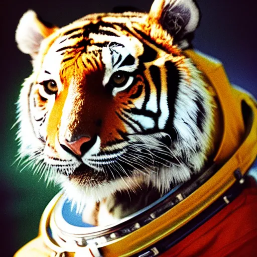 Prompt: portrait of an astronaut tiger, portra 4 0 0