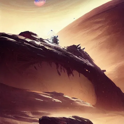 Image similar to gigantic creature on surface of venus, sparth style, fantasy. detailed. sharp focus. trending on artstation. artist greg rutkowski