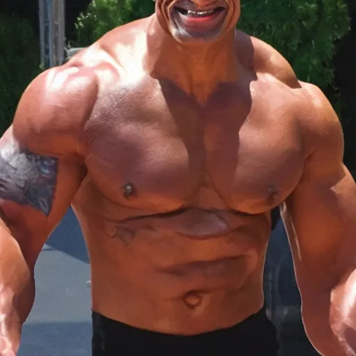 Image similar to dwayne the rock johnson at mcdonalds, cellphone photograph portrait