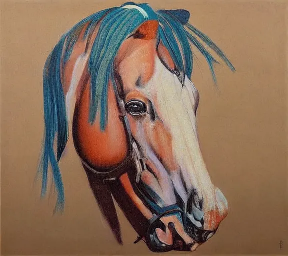 Image similar to a beautiful painting horse, by xu beihong andy warhol realistic oil painting