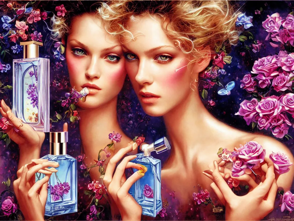 Image similar to fragrance advertising campaign painted by drew struzan, highly detailed