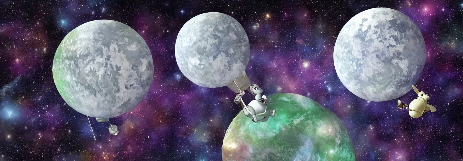 Image similar to photo of big chungus floating in space