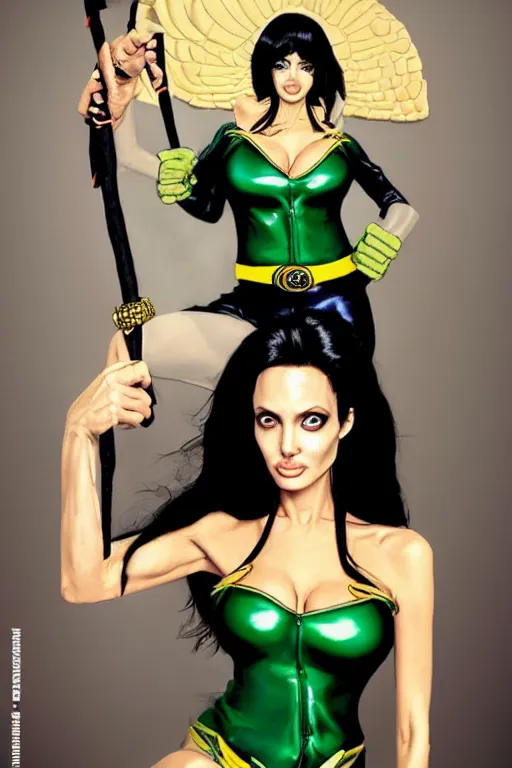 Prompt: upper body portrait of angelina jolie as Nico Robin from One Piece, cosplay