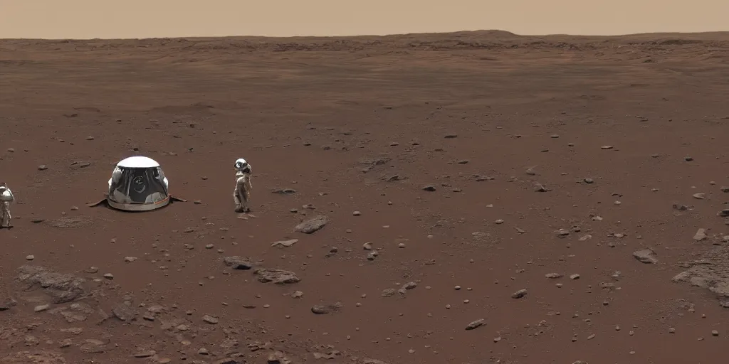 Prompt: SpaceX landing humans on Mars for the first time, 2030, highly detailed, 4K