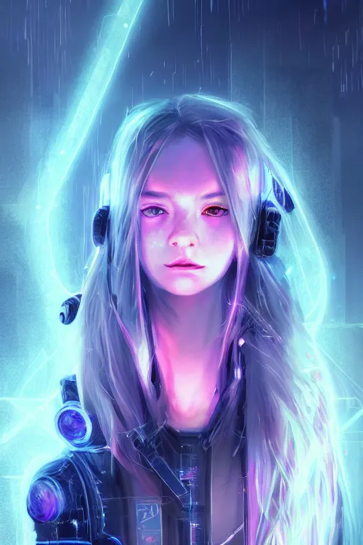 Prompt: portrait futuristic cute cyberpunk young female Alchemist, in futuristic stormy heavy snowy thunder tokyo rooftop Enchantment cyberpunk night, ssci-fi, fantasy, intricate, very very beautiful, elegant, neon light, highly detailed, digital painting, artstation, concept art, soft light, hdri, smooth, sharp focus, illustration, art by tian zi and craig mullins and WLOP and alphonse mucha