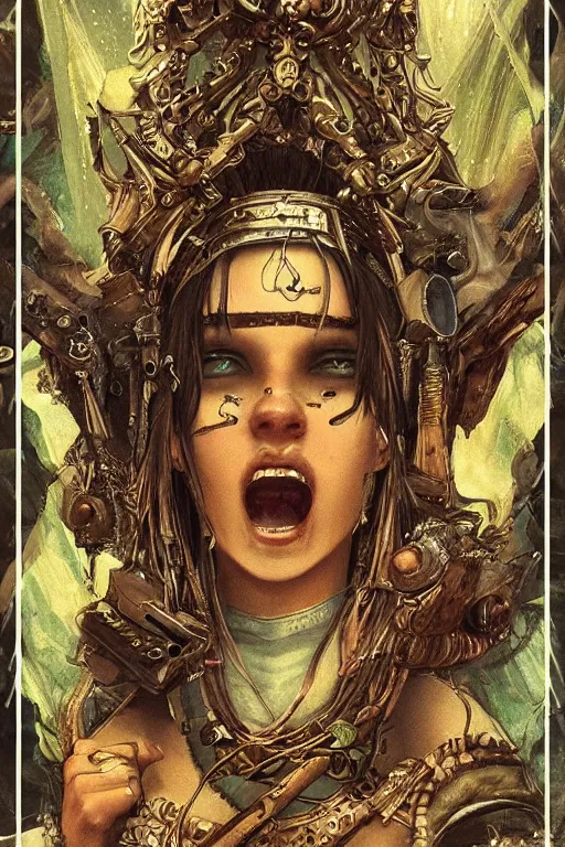 Image similar to cries of oizys, trending on cgsociety, 4 k digital art, intricately defined, complexly detailed, mannerism, [ tarot card ]!!!!!