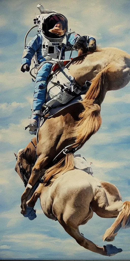 Image similar to astronaut riding horse, upside down