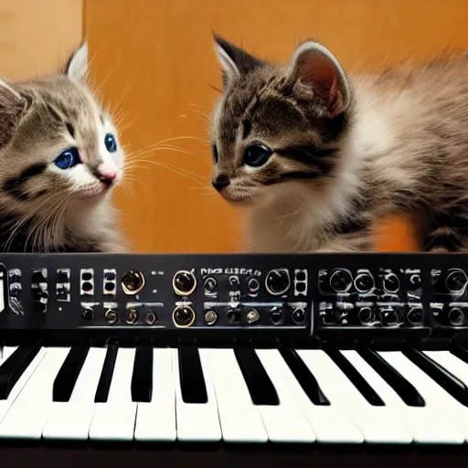 Image similar to an amazing award winning photo of kittens playing with eurorack synthesizers, very detailed and sharp, 4k hdr, masterpiece