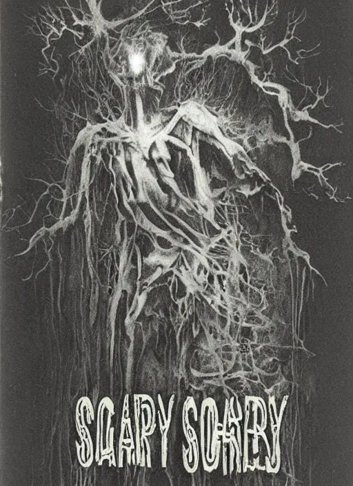 Image similar to book cover of scary stories to tell in the dark paperback novel by stephen gammell