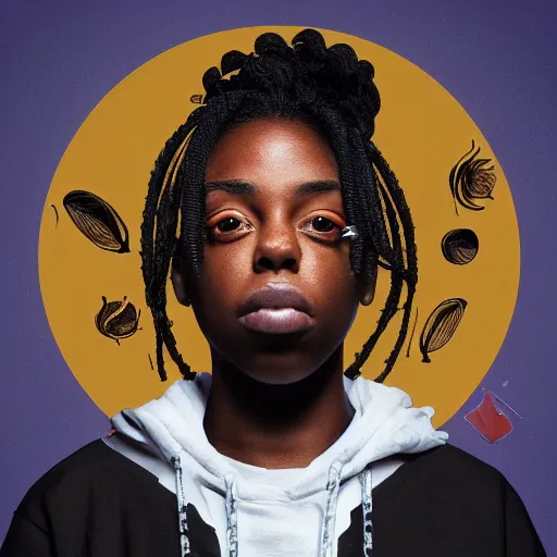 Prompt: african american billie eilish on a rapper's album cover