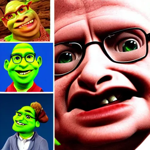 Prompt: stephen hawking shrek