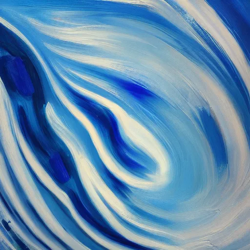 Image similar to A beautiful abstract painting of waves, blue color scheme, trending on artstation