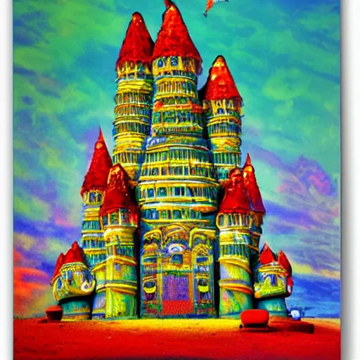 Prompt: by sudersan pattnaik, by emil nolde evocative, hideous. a beautiful digital art of a castle in the clouds.