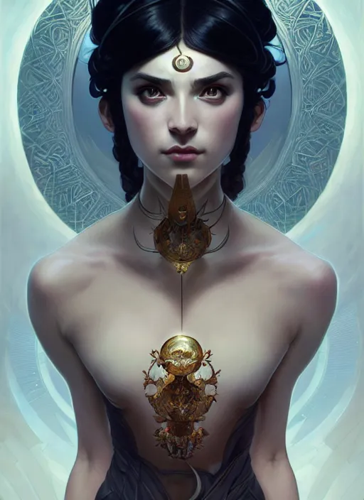 Prompt: symmetry!! portrait of pandora, dark fantasy, intricate, elegant, highly detailed, my rendition, digital painting, artstation, concept art, smooth, sharp focus, illustration, art by artgerm and greg rutkowski and alphonse mucha and huang guangjian and android jones and sachin teng