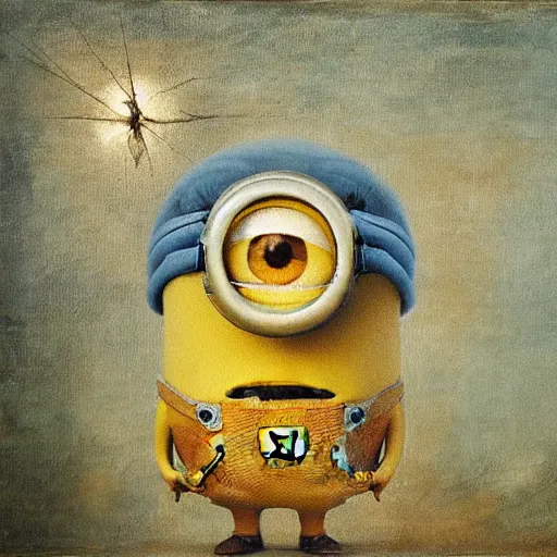 Prompt: Minions oil painting by Leonardo Da Vinci, detailed