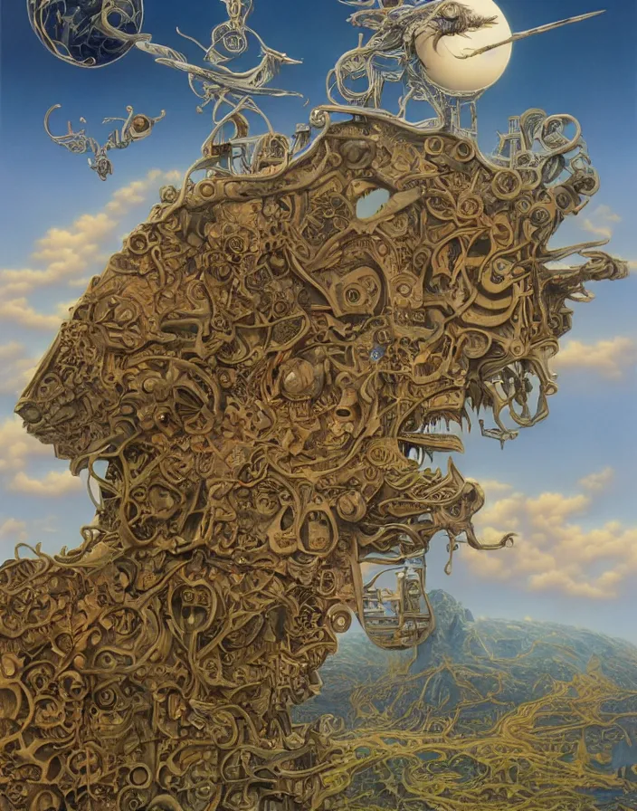 Prompt: a detailed elaborate surrealist fantasy airbrush painting by Michael Whelan