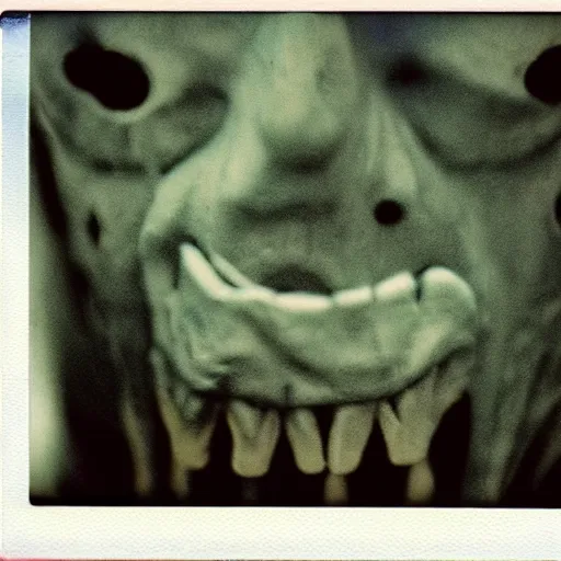 Image similar to polaroid of terrifying monsters shallow depth of field slightly blurred