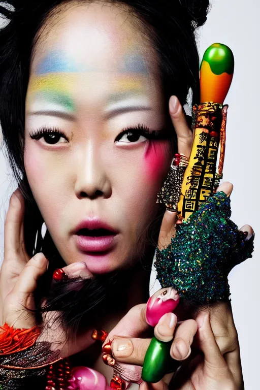 Image similar to photo of chinese beauty by Martin Schoeller by Terry Richardson by Mark Mann by Richard Avedon, colorful, sharpen, 4k, 85mm, award winning