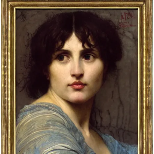 Prompt: a renaissance oil painting close shot face portrait by alma tadema of a holy divine prophet beautiful woman, classical stone columns, colourful pastel, detailed academic bouguereau, sharp focus, high contrast studio lighting