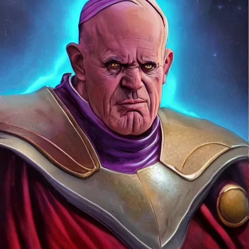 Image similar to ( ( pope ) ) thanos!!, portrait photo, realistic, highly detailed