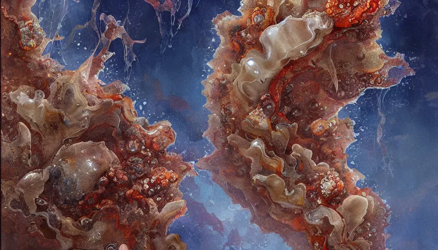 Image similar to kent williams plume agate aquatic horror shape diablo canyon rendered extremely detailed