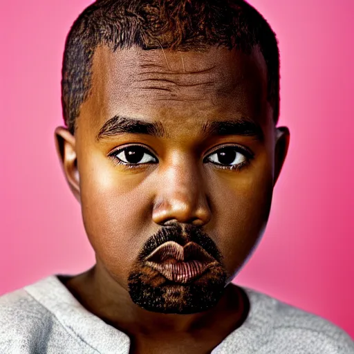 Prompt: the face of kanye west at 9 years old, portrait by julia cameron, chiaroscuro lighting, shallow depth of field, 8 0 mm, f 1. 8