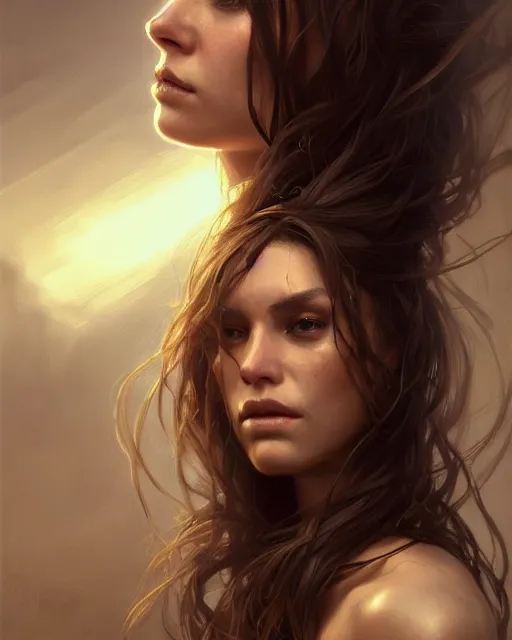 Image similar to epic portrait cinematic shot an woman with a face of a skull, creepy, flowing brown hair, shiny skin, beautiful, fine details. night setting. realistic shaded lighting poster by craig mullism, artgerm, jeremy lipkin and michael garmash, unreal engine, radiant light, detailed and intricate environment, digital art, trending on art station,