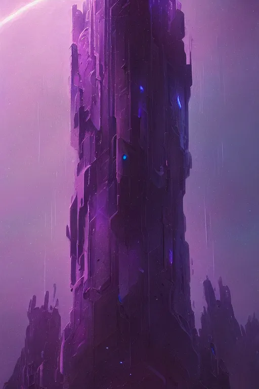 Prompt: Eldritch Organic Tower of The Void, Purple and Blue colored, 4k, masterpiece, cinematic, glowing, cosmic, galactic, tentacles, eldritch, by Greg Rutkowski, Trending on Artstation