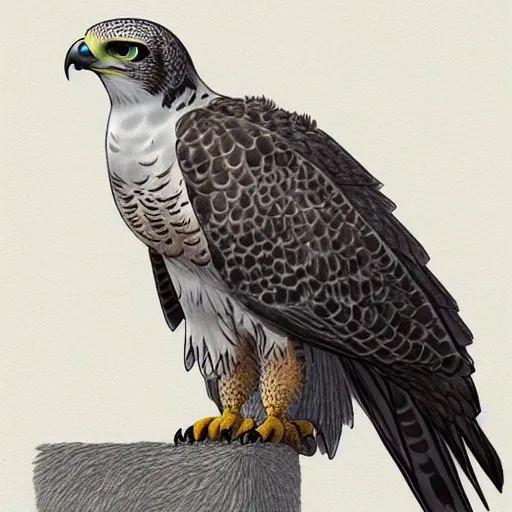 Image similar to concept art of a gyrfalcon for a nature observation game