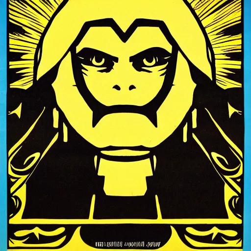 Prompt: Portrait of Link from Zelda by Shepard Fairey and Maurice Sendak