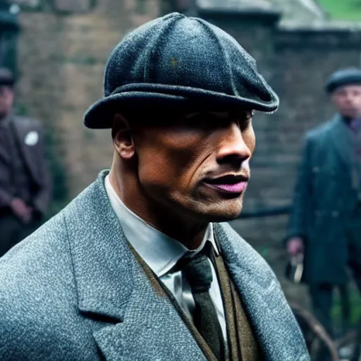 Image similar to Dwayne Johnson in Peaky Blinders very detail 4K quality super realistic