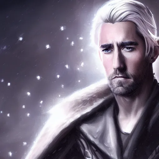 Image similar to lee pace portrait, arcane netflix, arcane vi, arcane jinx, concept portrait, riot, acrace catoon, detailed expression, high quality, cinematic lighting, fantasy, reflective, spotlight, digital artwork